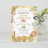 Safari Animals Waterverf Birthday Party Kaart (Staand voorkant)