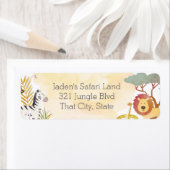 Safari Animals Waterverf Birthday Party Return Etiket (Insitu)