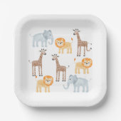 Safari Animals Waterverf Pattern Papieren Bordje (Voorkant)