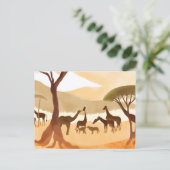 Safari Animals Waterverf Silhouette Natuur Briefkaart (Staand voorkant)