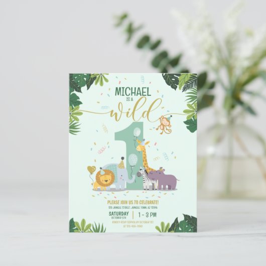 Safari Animals Wild 1 Budget Foto Verjaardag Uitno (Staand voorkant)