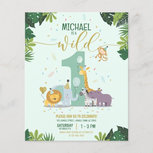 Safari Animals Wild 1 Budget Foto Verjaardag Uitno (Voorkant)