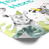 Safari Animals Wild Boy Birthday Party Table Sign Poster (Hoek)