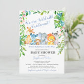 Safari Animals Wild Oerwoud Boy Baby shower Kaart (Staand voorkant)