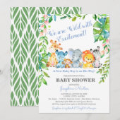 Safari Animals Wild Oerwoud Boy Baby shower Kaart (Voorkant / Achterkant)