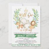 Safari Animals Wild One Baby shower Invitation Kaart (Voorkant)