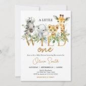 Safari Animals Wild One Baby Shower Kaart (Voorkant)