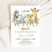 Safari Animals Wild One Baby Shower Kaart