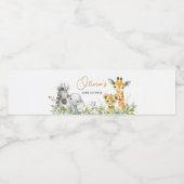 Safari Animals Wild One Baby Shower Waterfles Etiket (Enkel label)