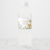 Safari Animals Wild One Baby Shower Waterfles Etiket (Voorkant)