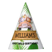 Safari Animals Wild One Birthday Feesthoedjes (Voorkant)