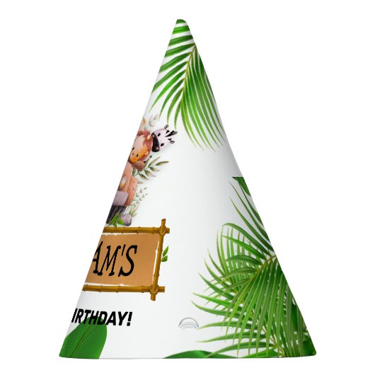 Safari Animals Wild One Birthday Feesthoedjes (Rechts)