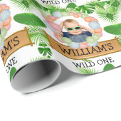 Safari Animals Wild One Birthday FOTO Cadeaupapier (Rol Hoek)