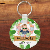 Safari Animals Wild One Birthday FOTO Sleutelhanger (Voorkant)