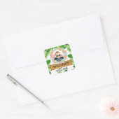 Safari Animals Wild One Birthday FOTO Vierkante Sticker (Envelop)
