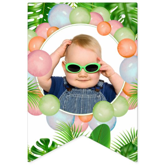 Safari Animals Wild One Birthday FOTO Vlaggetjes (Eerste vlag)