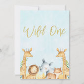 Safari Animals Wild One Birthday Invitation Kaart (Achterkant)
