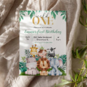 Safari Animals Wild One Birthday Invitation Kaart