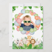 Safari Animals Wild One Birthday Invitation Kaart (Achterkant)