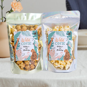 Safari Animals Wild One Birthday Snack Favoriete L Wijn Etiket