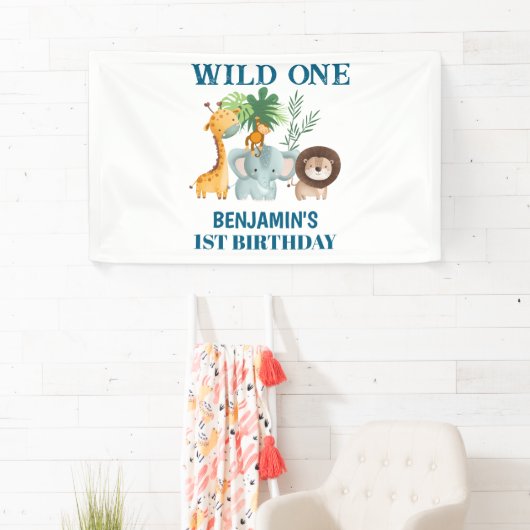 Safari Animals Wild One Jungle 1st Birthday  Spandoek (Insitu)