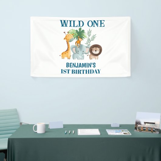 Safari Animals Wild One Jungle 1st Birthday Spandoek (Beurs)