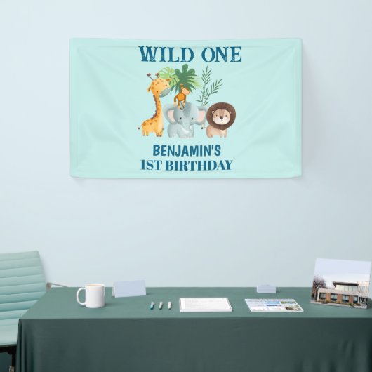 Safari Animals Wild One Jungle 1st Birthday  Spandoek (Beurs)