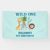 Safari Animals Wild One Jungle 1st Birthday  Spandoek (Horizontaal)