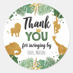 Safari Animals Wild One Oerwoud Gold Bedankt jonge Ronde Sticker