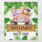 Safari Animals Wild One OERWOUD Verjaardag Wijn Etiket (Enkel label)