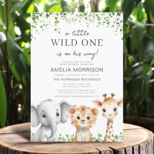 Safari Animals Wild One op zijn Way Boy Baby showe Kaart