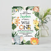 Safari Animals Wild One Safari Prints 1e verjaarda Kaart (Staand voorkant)