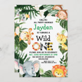 Safari Animals Wild One Safari Prints 1e verjaarda Kaart (Voorkant / Achterkant)