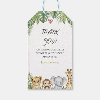 Safari Animals Wild One Thank You Gift Tag Cadeaulabel