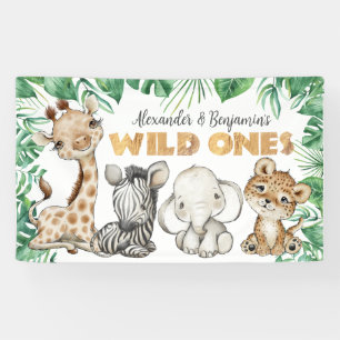 Safari Animals Wild Ones Birthday Banner