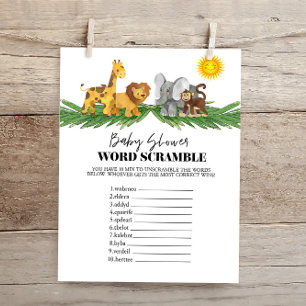 Safari Animals Word Scrumble Baby shower Game