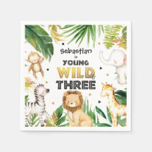 Safari Animals Young Wild and Three 3rd Birthday