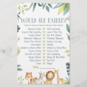 Safari Animals zou ze liever Baby shower spel Briefpapier (Voorkant)