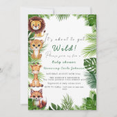 Safari animas leuke baby shower uitnodiging (Voorkant)