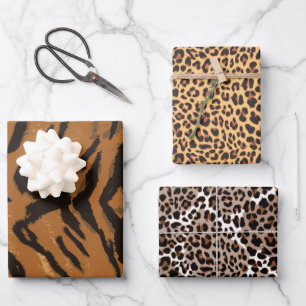 Safari Assortiment Zwart en Bruin Inpakpapier Vel
