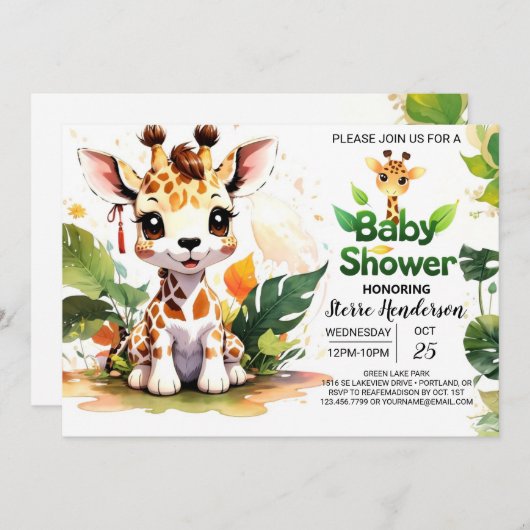 Safari avontuur begint Baby shower Kaart (Voorkant / Achterkant)