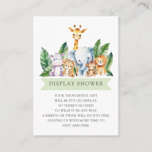 Safari Avontuur Gift Display Douche Informatiekaartje (Voorkant)