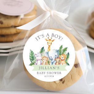 Safari Avontuur Het is een jongen Ronde Sticker