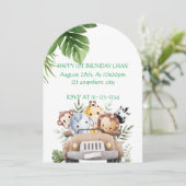 SAFARI AVONTUUR VERJAARDAG UITNODIGING, DIGITAAL KAART (Staand voorkant)