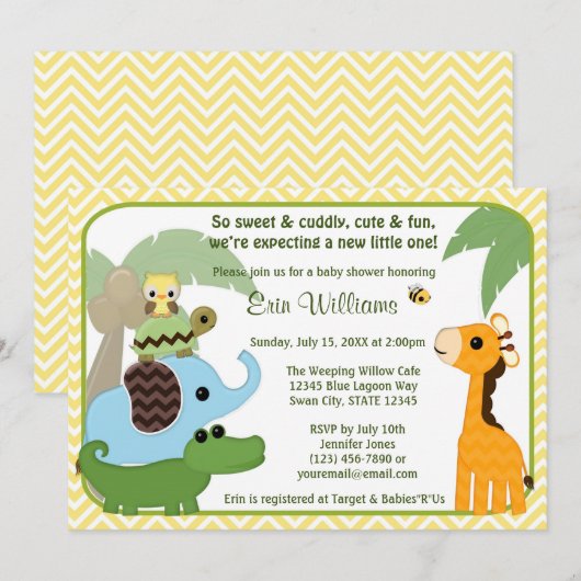 Safari Babies Baby shower-uitnodigingen Kaart (Voorkant / Achterkant)