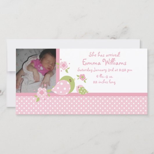 Safari Babiez Birdie Foto Geboorteaankondiging Aankondiging (Voorkant)