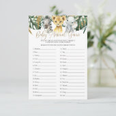 Safari Baby Animal Guining Game Baby shower Kaart (Staand voorkant)