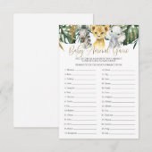 Safari Baby Animal Guining Game Baby shower Kaart (Voorkant / Achterkant)