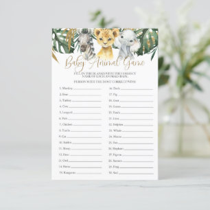 Safari Baby Animal Guining Game Baby shower Kaart