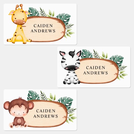 Safari Baby Animal Wood Slice Labels (Groep)